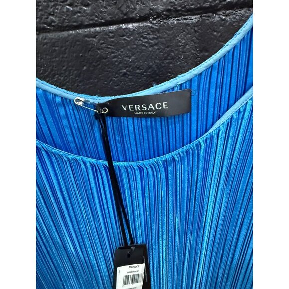NEW Versace Blue Plisse Dress Size - Picture 6 of 7